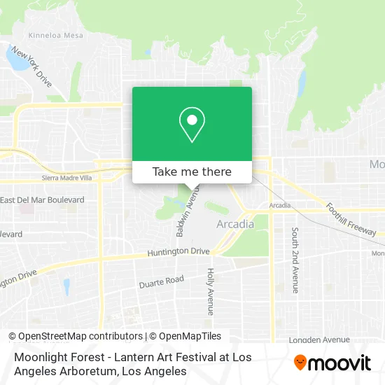 Moonlight Forest - Lantern Art Festival at Los Angeles Arboretum map