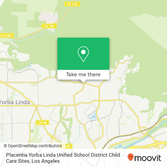 Placentia Yorba Linda Unified School District Child Care Sites map