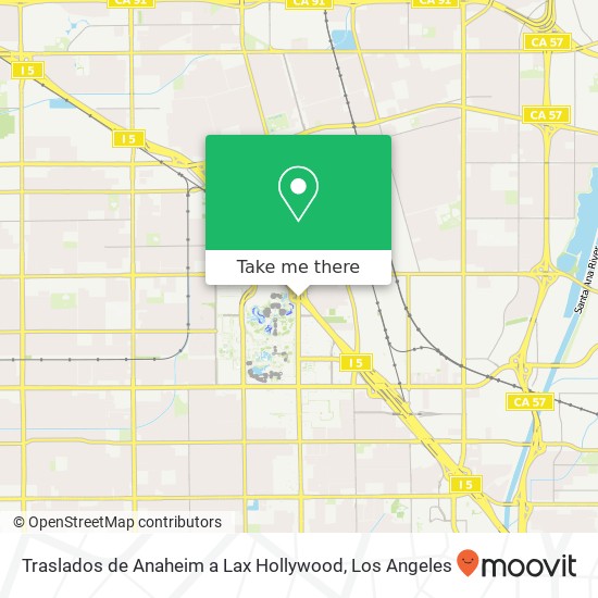 Traslados de Anaheim a Lax Hollywood map