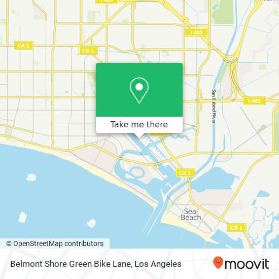 Belmont Shore Green Bike Lane map