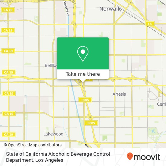 State of California Alcoholic Beverage Control Department map