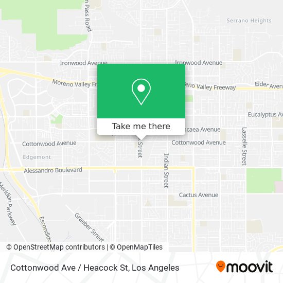 Mapa de Cottonwood Ave / Heacock St