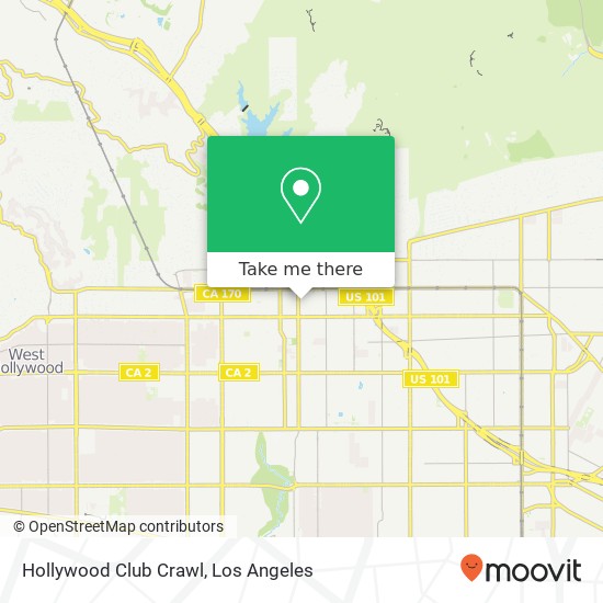 Hollywood Club Crawl map