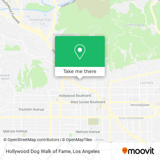 Mapa de Hollywood Dog Walk of Fame