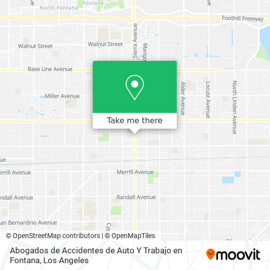 Mapa de Abogados de Accidentes de Auto Y Trabajo en Fontana