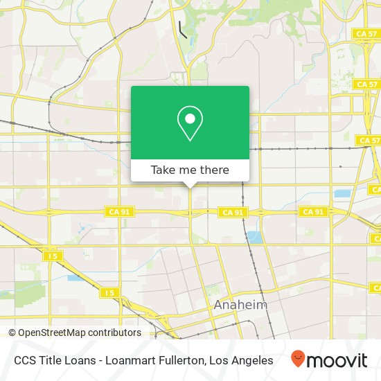 Mapa de CCS Title Loans - Loanmart Fullerton