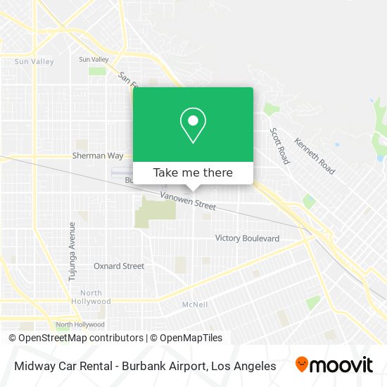 Midway Car Rental - Burbank Airport map