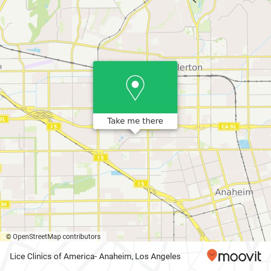 Mapa de Lice Clinics of America- Anaheim