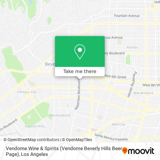 Mapa de Vendome Wine & Spirits (Vendome Beverly Hills Beer Page)