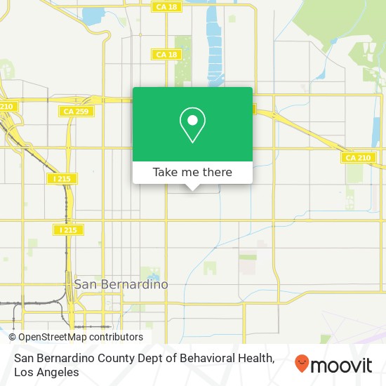 Mapa de San Bernardino County Dept of Behavioral Health