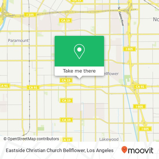 Eastside Christian Church Bellflower map