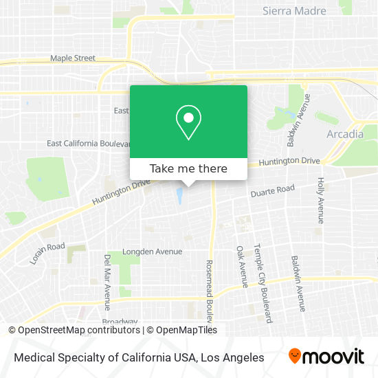 Mapa de Medical Specialty of California USA