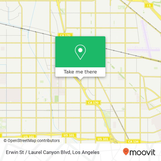 Erwin St / Laurel Canyon Blvd map