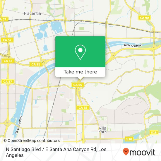 N Santiago Blvd / E Santa Ana Canyon Rd map
