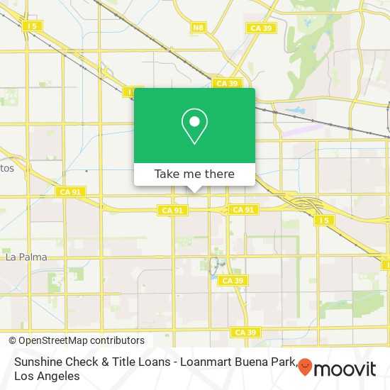 Mapa de Sunshine Check & Title Loans - Loanmart Buena Park