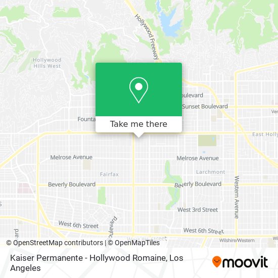 Kaiser Permanente - Hollywood Romaine map