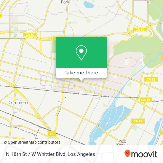 N 18th St / W Whittier Blvd map