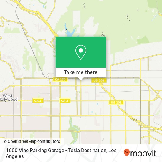 1600 Vine Parking Garage - Tesla Destination map