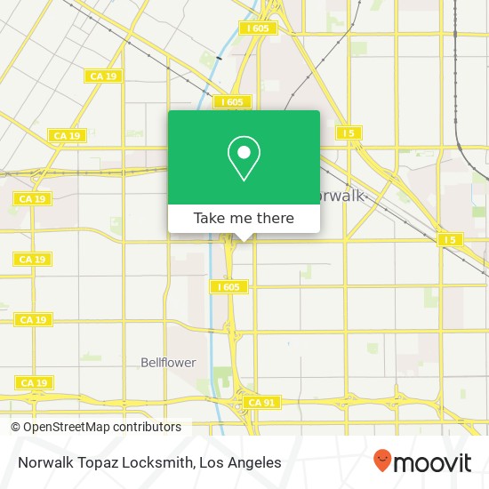 Mapa de Norwalk Topaz Locksmith