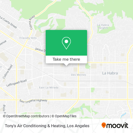 Tony's Air Conditioning & Heating map