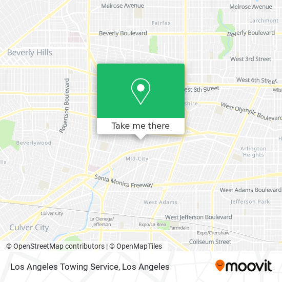 Mapa de Los Angeles Towing Service