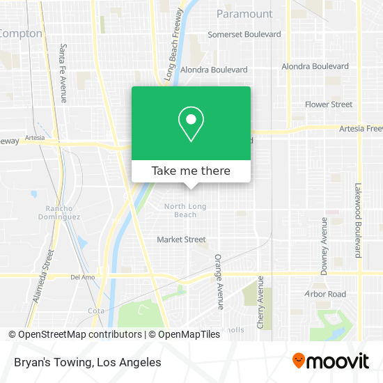 Bryan's Towing map