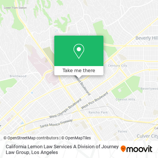 Mapa de California Lemon Law Services A Division of Journey Law Group