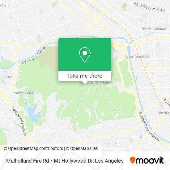 Mulholland Fire Rd / Mt Hollywood Dr map