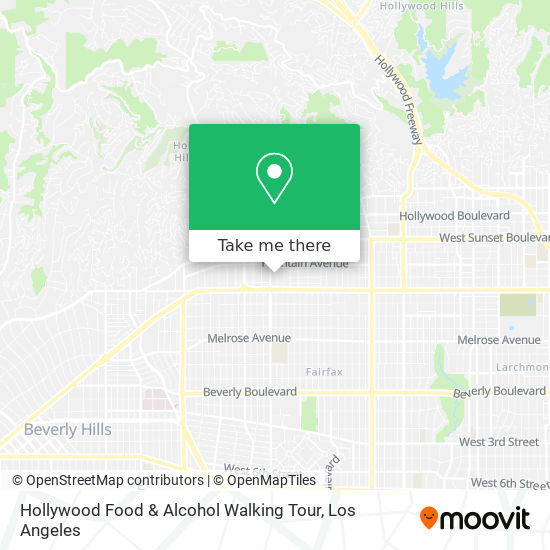 Hollywood Food & Alcohol Walking Tour map