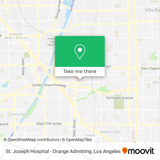 St. Joseph Hospital - Orange Admitting map