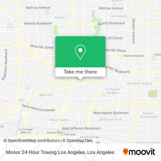 Mapa de Monor 24 Hour Towing Los Angeles