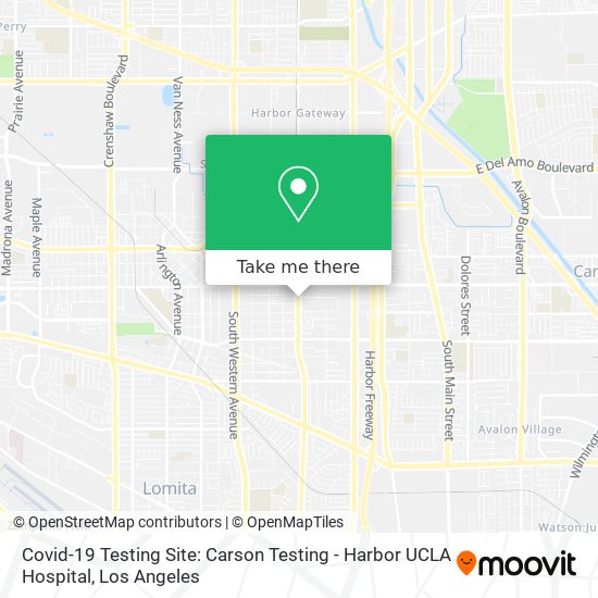 Mapa de Covid-19 Testing Site: Carson Testing - Harbor UCLA Hospital
