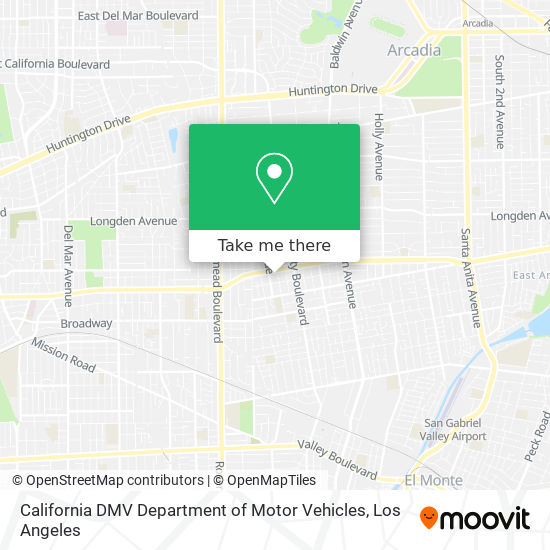 Mapa de California DMV Department of Motor Vehicles