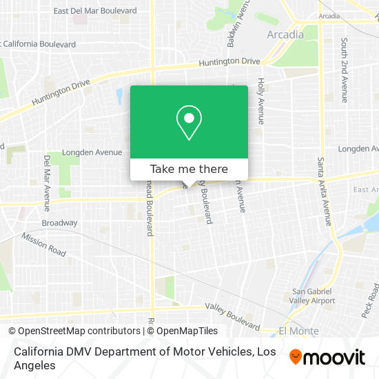 California DMV Department of Motor Vehicles map