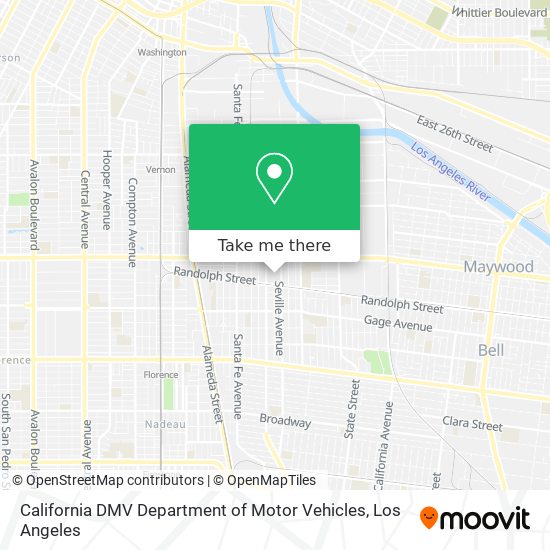 California DMV Department of Motor Vehicles map