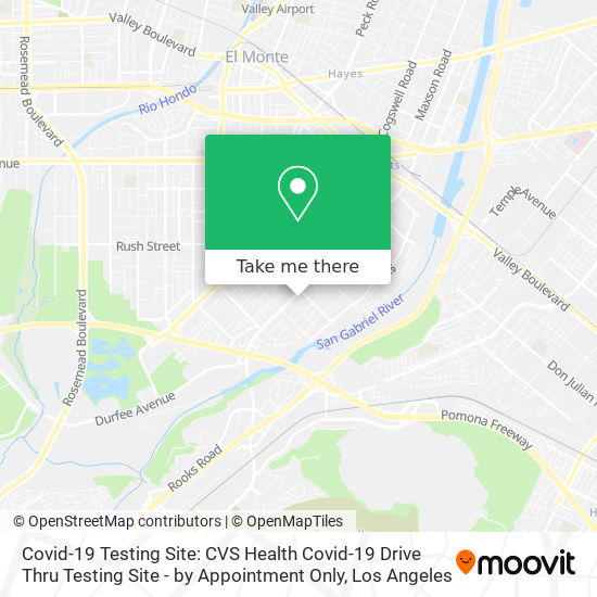 Mapa de Covid-19 Testing Site: CVS Health Covid-19 Drive Thru Testing Site - by Appointment Only