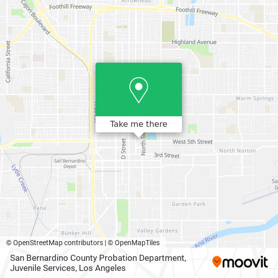 Mapa de San Bernardino County Probation Department, Juvenile Services