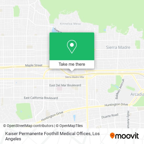 Kaiser Permanente Foothill Medical Offices map