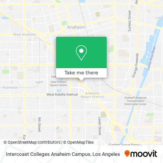 Mapa de Intercoast Colleges Anaheim Campus