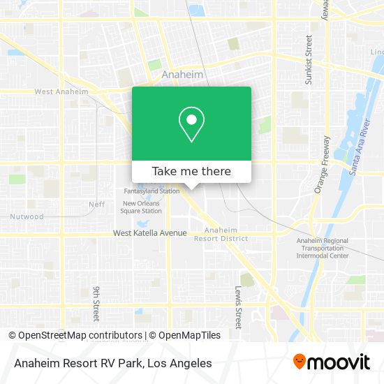 Anaheim Resort RV Park map