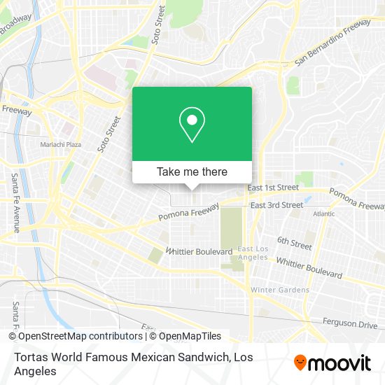 Mapa de Tortas World Famous Mexican Sandwich