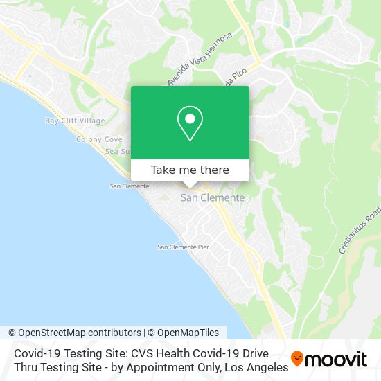 Mapa de Covid-19 Testing Site: CVS Health Covid-19 Drive Thru Testing Site - by Appointment Only