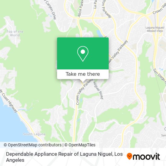 Dependable Appliance Repair of Laguna Niguel map