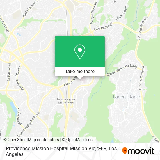 Providence Mission Hospital Mission Viejo-ER map