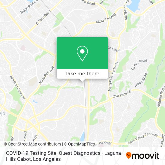 COVID-19 Testing Site: Quest Diagnostics - Laguna Hills Cabot map