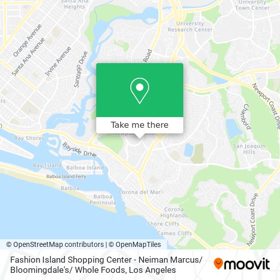 Mapa de Fashion Island Shopping Center - Neiman Marcus/ Bloomingdale's/ Whole Foods