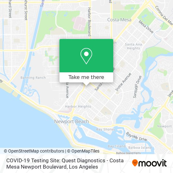 Mapa de COVID-19 Testing Site: Quest Diagnostics - Costa Mesa Newport Boulevard