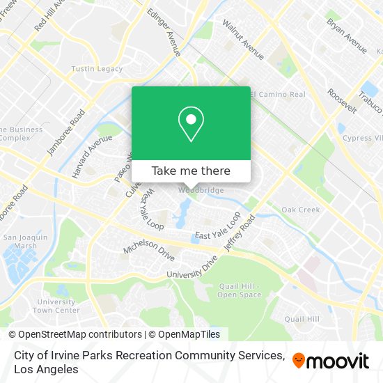 City of Irvine Parks Recreation Community Services map