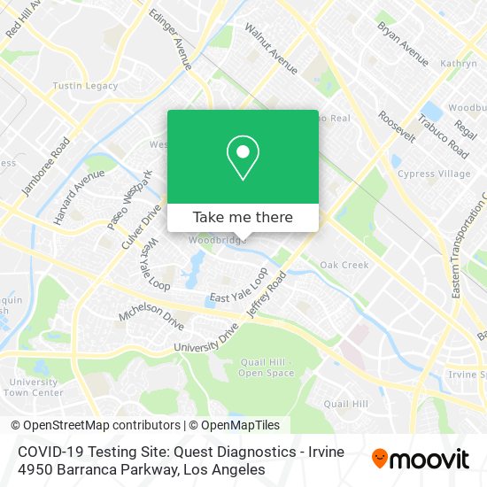 COVID-19 Testing Site: Quest Diagnostics - Irvine 4950 Barranca Parkway map