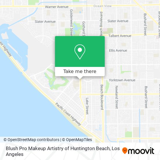 Blush Pro Makeup Artistry of Huntington Beach map